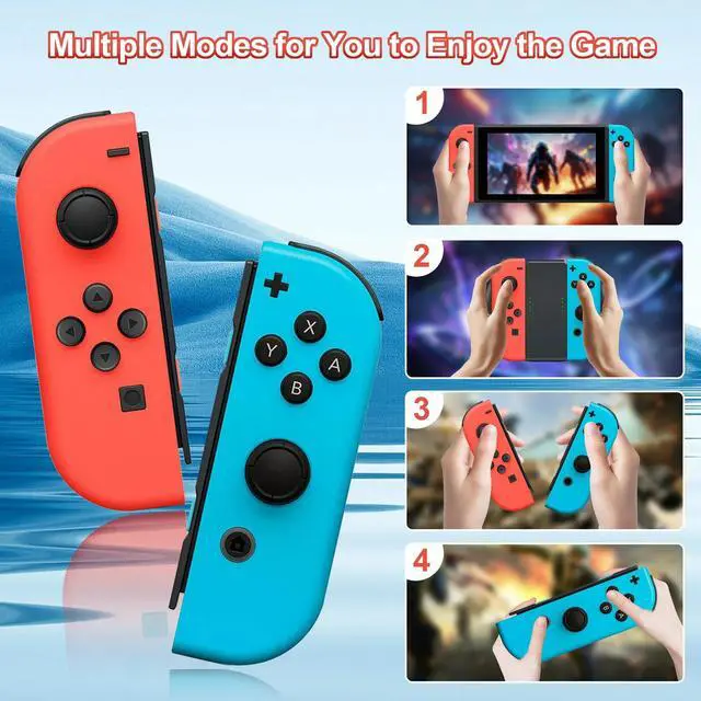 Alt view image 4 of 7 - Switch Controller for Nintendo Switch, Switch Remote Control Supports Dual Vibration/Motion Control/Screenshot/Wake-up Blue + Red