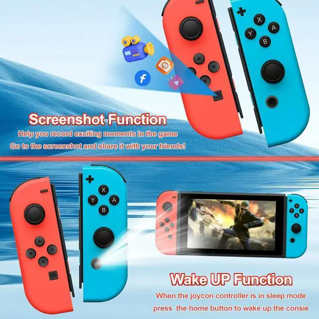 Alt view image 2 of 7 - Switch Controller for Nintendo Switch, Switch Remote Control Supports Dual Vibration/Motion Control/Screenshot/Wake-up Blue + Red