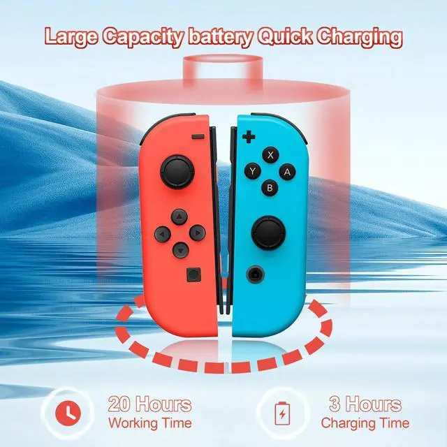 Alt view image 6 of 7 - Switch Controller for Nintendo Switch, Switch Remote Control Supports Dual Vibration/Motion Control/Screenshot/Wake-up Blue + Red
