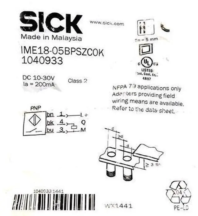 Main image of SICK IME18-05BPSZCOK Inductive proximity sensors ,PNP,New