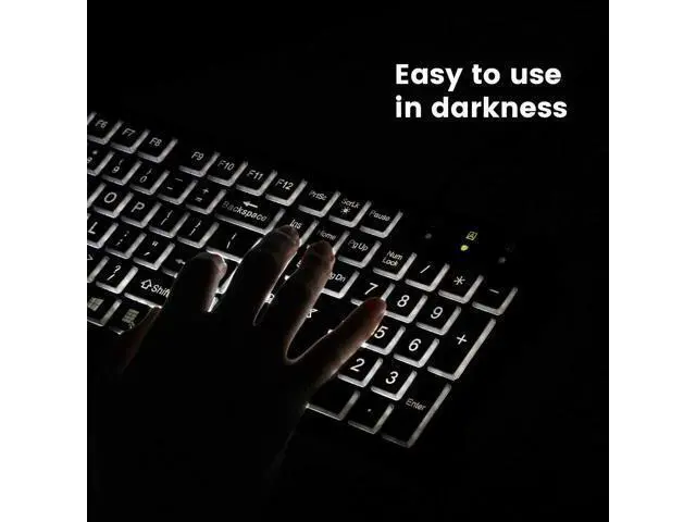 Alt view image 5 of 7 - Perixx PERIBOARD-317 Wired Backlit USB Keyboard, Big Print Letter with White Illuminated LED, US English Layout,Black