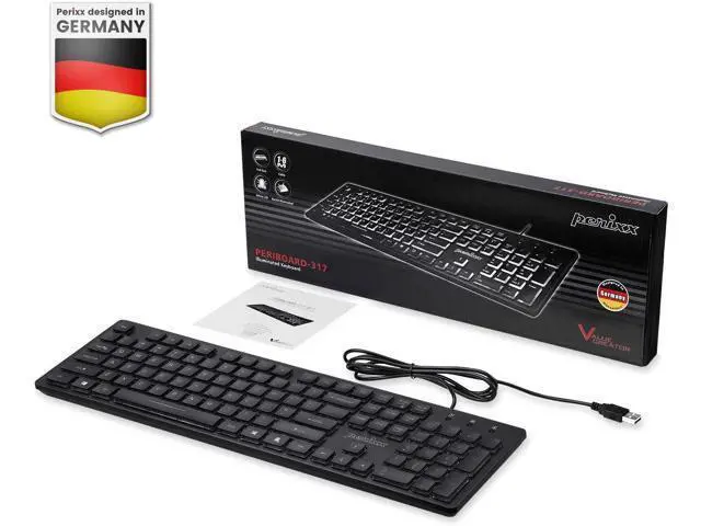 Alt view image 6 of 7 - Perixx PERIBOARD-317 Wired Backlit USB Keyboard, Big Print Letter with White Illuminated LED, US English Layout,Black