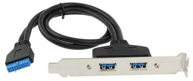Main image of 1.5ft 19 / 20 Pin female USB header to Dual USB 3.0 Tyep A Female Cable motherboard USB3.0 Splitter Cable PCIe profile bracket