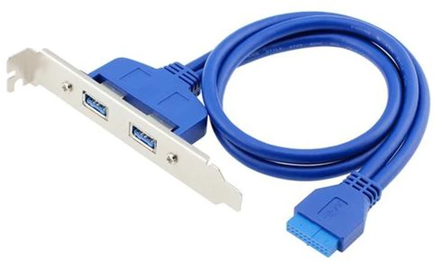 Alt view image 2 of 5 - 1.5ft 19 / 20 Pin female USB header to Dual USB 3.0 Tyep A Female Cable motherboard USB3.0 Splitter Cable PCIe profile bracket