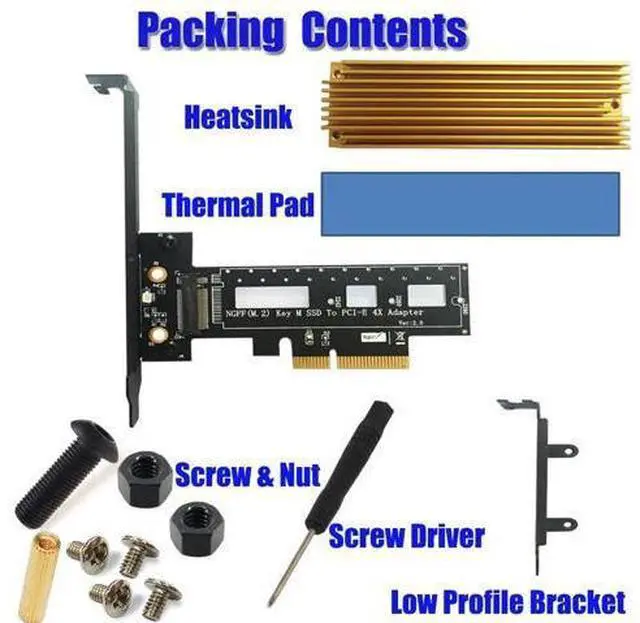 Alt view image 6 of 6 - PCI Express 3.0 X4 to M.2 NVMe AHCI SSD M Key Connector Full Speed PCI E Riser Card Adapter Supports 2242 2260 2280 Size M2 SSD