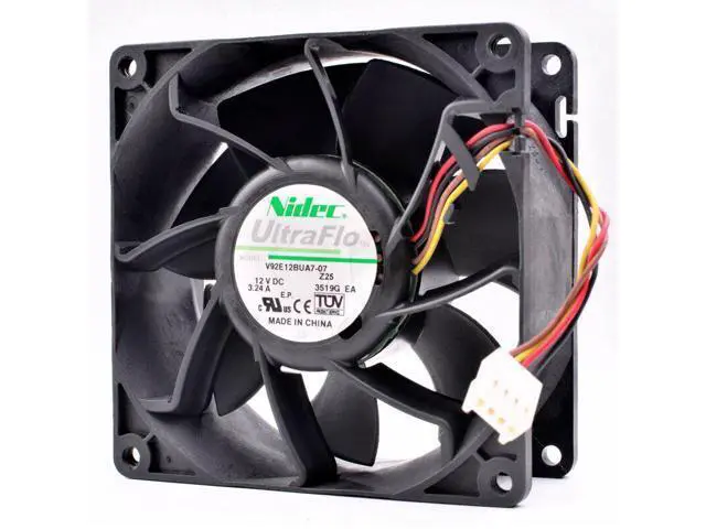 Alt view image 3 of 4 - Nidec 9cm 9038 V92E12BUA7-07 12V 3.24A high air volume booster cooling fan