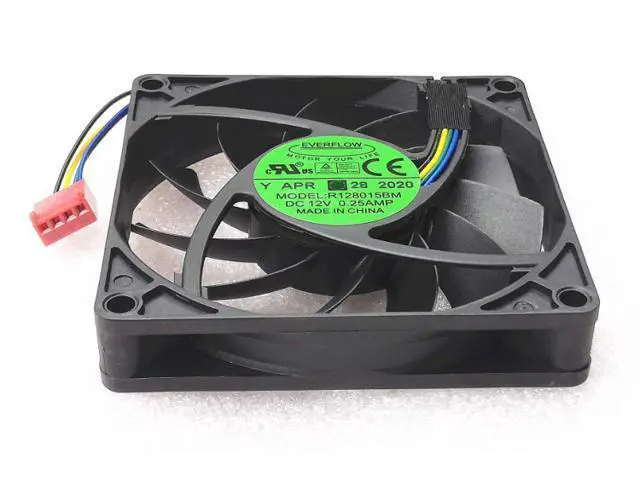 Alt view image 2 of 7 - NEW Everflow R128015BM 8CM 8015 4-wire temperature control speed double ball 12V 0.25A silent fan