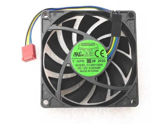 Main image of NEW Everflow R128015BM 8CM 8015 4-wire temperature control speed double ball 12V 0.25A silent fan