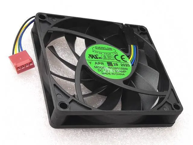 Alt view image 6 of 7 - NEW Everflow R128015BM 8CM 8015 4-wire temperature control speed double ball 12V 0.25A silent fan