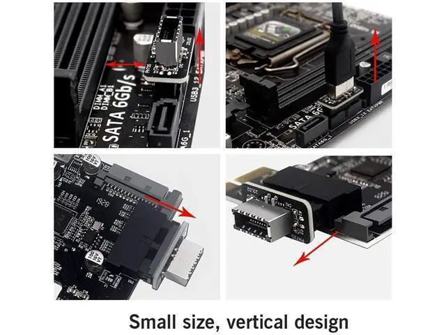 Alt view image 4 of 4 - Motherboard USB3.0 19P/20P to Type-E Adapter,USB 3.0 (3.1 Gen 2) Vertical 19PIN to 3.1 Type-C Front Panel Header Adapter 20 Pin to 19 Pin Type-E Expansion Card
