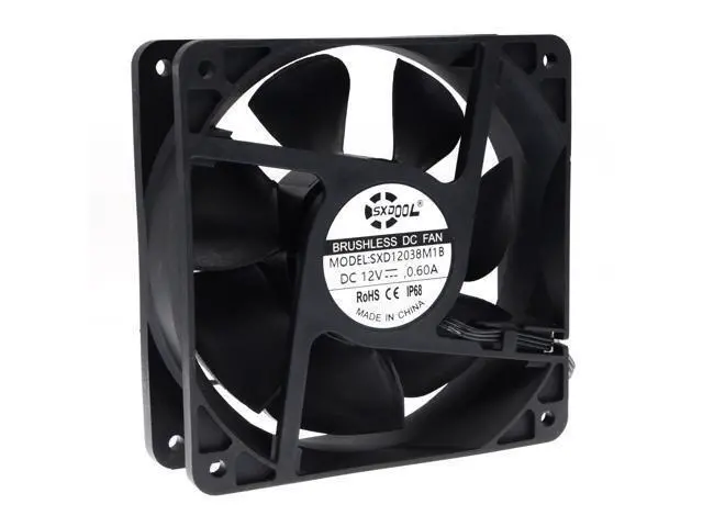 Alt view image 4 of 6 - Waterproof 120mm 12cm(120X120X38mm) Cooling Fan DC12V 3600RPM High Airflow ,SXD12038M1B Universal For Home Bathroom Grow Room Ventilation Vent