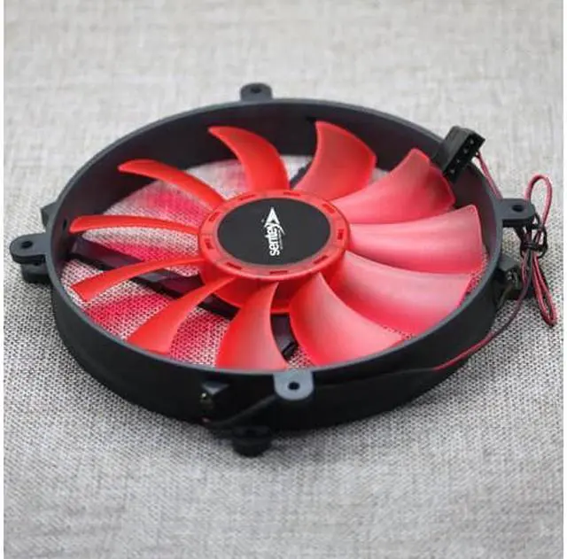 Alt view image 5 of 7 - sentey 20 cm 200mm 20030 computer case fan RED LED desktop case power round cooling fan