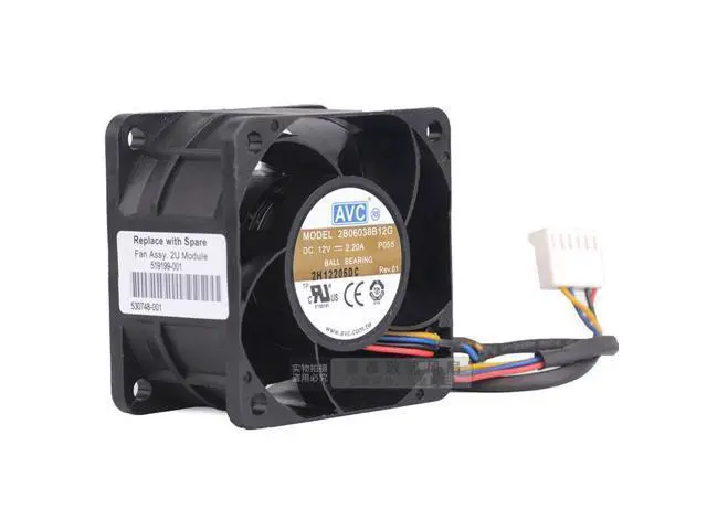 Alt view image 3 of 6 - 60mm 6038 DC12V 2.20A 4 Wires For HP DL180 G6 G7 519199-001 530748-001 P4300 G2 AVC 2B06038B12G P005 with Blue Bracket Server Cooling Fan
