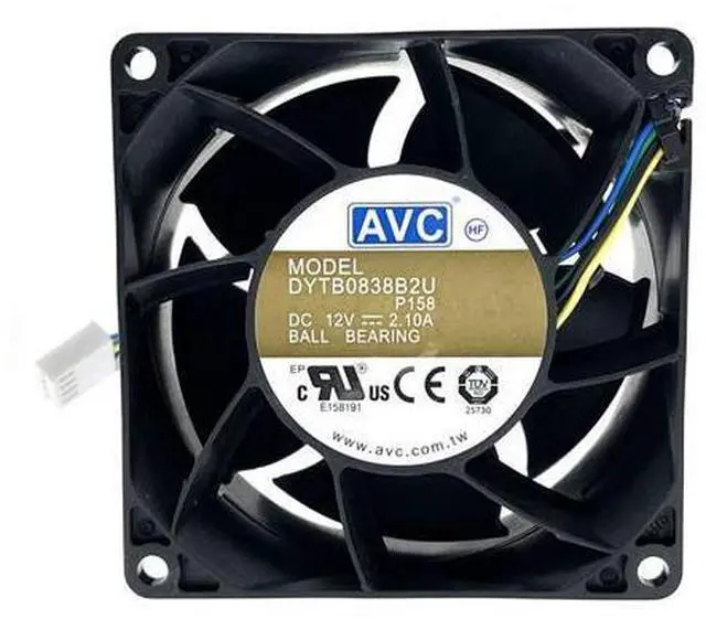 Alt view image 2 of 4 - 12v Ball Bearing Cooling Fan 8038,New for AVC DYTB0838B2U 2.1A 80X38mm 4-pin PWM,High Speed CFM Air Flow,for Car Boost Miner