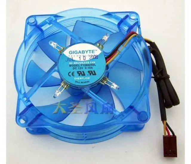 Main image of For GIGABYTE 8cm 80mm x 25mm Blue Glare LED Ball bearing Fan DC 12V 0.10A F128025DL