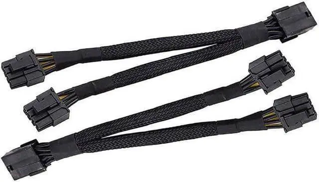 Main image of 2PCS GPU PCIe 8 Pin Female to Dual 2X 8 Pin (6+2) Male PCI Express Power Braided Y-Splitter Extension Cable,20cm