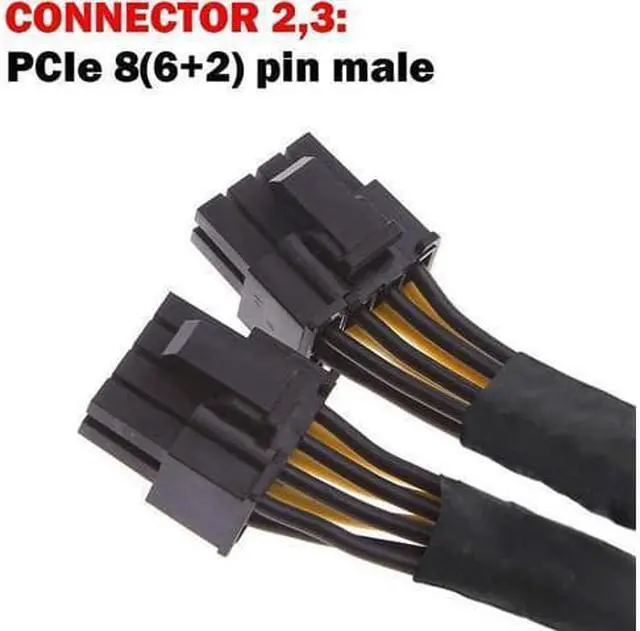 Alt view image 3 of 6 - 2PCS GPU PCIe 8 Pin Female to Dual 2X 8 Pin (6+2) Male PCI Express Power Braided Y-Splitter Extension Cable,20cm