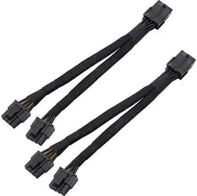 Alt view image 5 of 6 - 2PCS GPU PCIe 8 Pin Female to Dual 2X 8 Pin (6+2) Male PCI Express Power Braided Y-Splitter Extension Cable,20cm