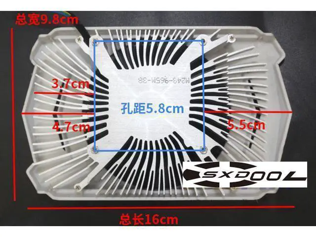 Alt view image 4 of 4 - For MSI GTX 950 58*58mm 48*48mm hole pitch XY-D09015S graphics card radiator & fan (58mm)