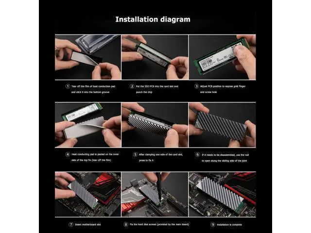 Alt view image 3 of 5 - M.2 SSD NVMe Heat Sink heatsink M2 2280 SSD Hard Disk Aluminum Heat Sink with Thermal Pad for ssd m2 Desktop PC thermal gasket