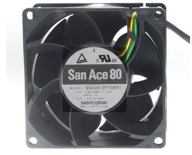 Alt view image 4 of 5 - High Speed 12V Ball Bearing Cooling Fan 80mm X 80mm X 38mm 9GA0812P1G641 1.2A 9950RPM,for Miner Fan Powerful Cooler