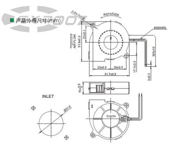 Alt view image 6 of 6 - New original SUNON MF50151VX-B00C-A99 DC12V 5015 5CM 50mm x 15mm Purifier ventilation blower, projector fan, cpu cooler