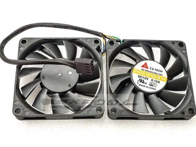 Alt view image 3 of 5 - Y.S TECH 7010 7CM DAUL cooling fan 4-wire PWM speed regulation ultra-thin fan FD127010LB -H 12V 0.15A