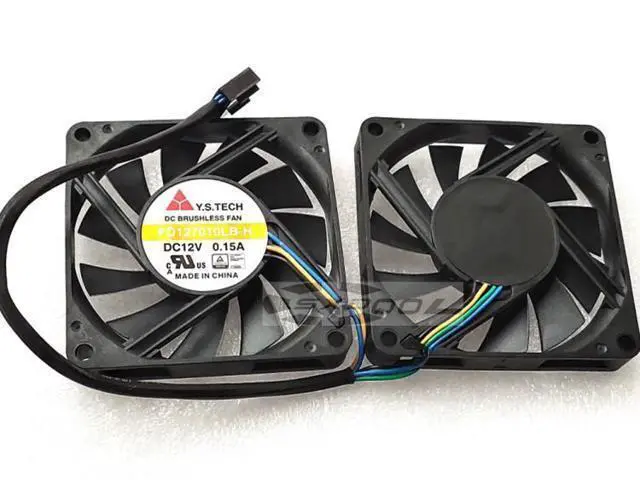 Alt view image 4 of 5 - Y.S TECH 7010 7CM DAUL cooling fan 4-wire PWM speed regulation ultra-thin fan FD127010LB -H 12V 0.15A
