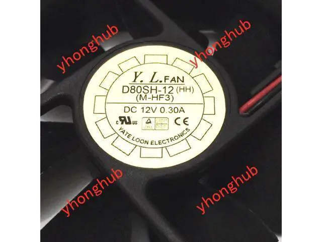 Alt view image 3 of 4 - YALN FAN D80SH-12 DC 12V 0.30A 80x80x25mm 2-wire Server Square Fan