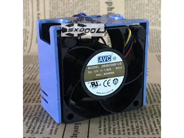 Alt view image 2 of 5 - Original server fan 2B06038B12S 23.10535.001 fan with blue basket holder , AVC 6cm 6038 DC12V 1.8A a large air cooler 4wires PWM cooling fan