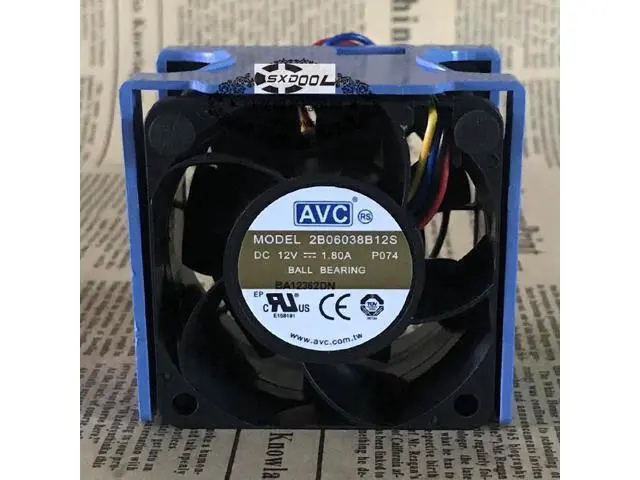 Alt view image 3 of 5 - Original server fan 2B06038B12S 23.10535.001 fan with blue basket holder , AVC 6cm 6038 DC12V 1.8A a large air cooler 4wires PWM cooling fan
