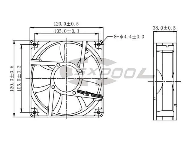 Alt view image 4 of 4 - 9WF1224H1D03 SanAce 120WF DC24V 0.32A For Sanyo Fanuc Waterproof Fan Processor Cooler Cooling Fan A90L-0001-050
