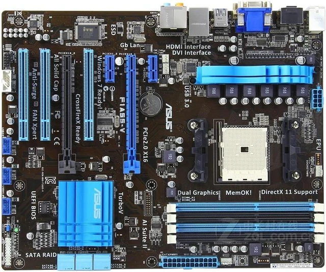 Main image of ASUS F1A55-V AMD A55 Socket FM1 DDR3 64GB ATX Motherboard