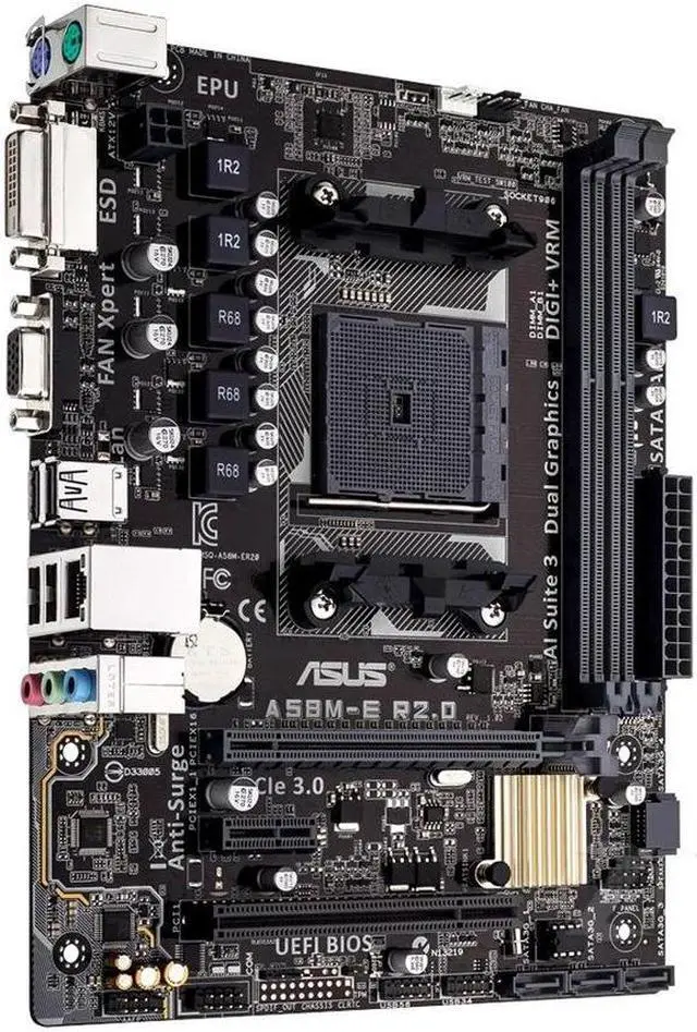 Alt view image 2 of 3 - ASUS A58M-E R2.0 Socket FM2/FM2+ DDR3 32GB Micro ATX Motherboard