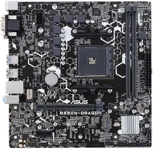 Alt view image 2 of 4 - ASUS B350M-DRAGON Socket AM4 DDR4 32GB Micro ATX Motherboard