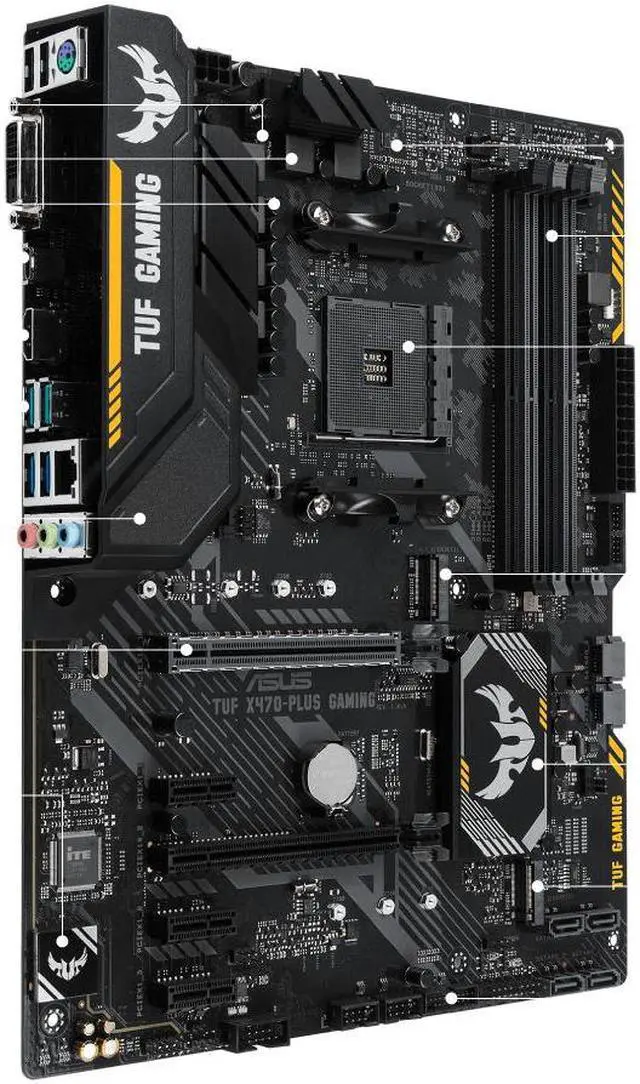 Alt view image 2 of 2 - ASUS TUF X470-PLUS GAMING Socket AM4 DDR4 64GB ATX Motherboard