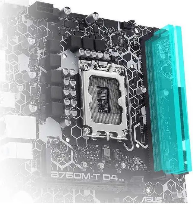 Alt view image 2 of 4 - ASUS B760M-T D4 LGA 1700 DDR4 64GB Micro ATX Motherboard