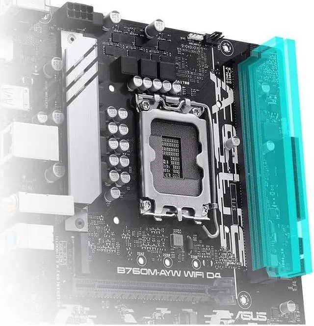 Alt view image 2 of 3 - ASUS B760M-AYW WIFI D4 LGA 1700 DDR4 64GB Micro ATX Motherboard