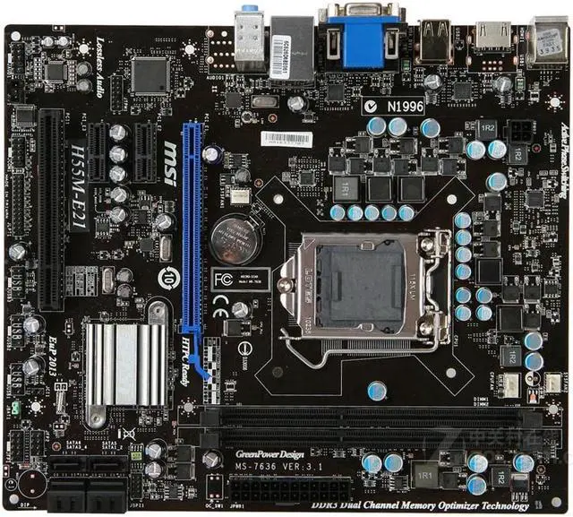 Main image of MSI H55M-E21 Intel H55 LGA 1156 DDR3 8GB Micro ATX Motherboard