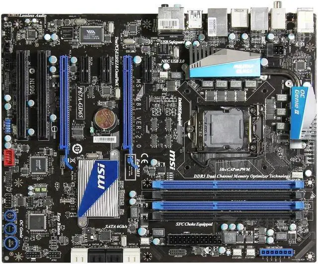 Main image of MSI P67A-GD65 Intel P67 LGA 1155 DDR3 32GB ATX Motherboard