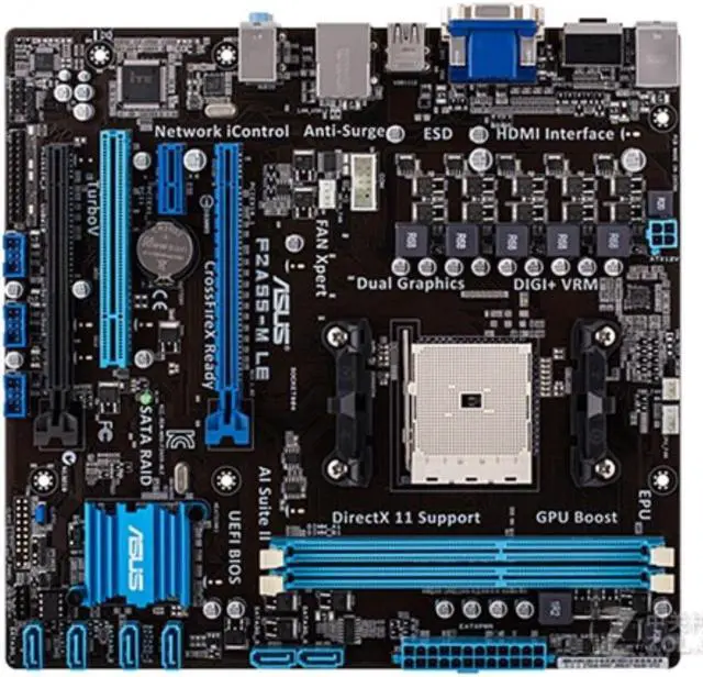 Main image of ASUS F2A55-M LE Socket FM2 AMD A55 DDR3 32GB Micro ATX Motherboard