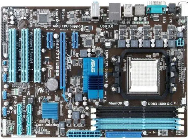Main image of ASUS M4A77T/USB3 Socket AM3 DDR3 16GB ATX Motherboard