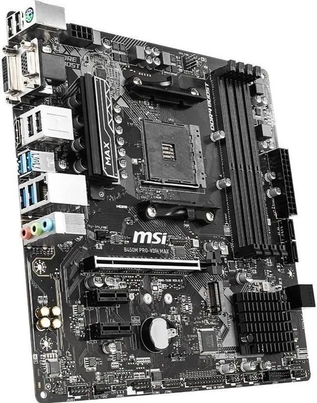 Alt view image 10 of 11 - MSI  B450M PRO-VDH MAX AM4 AMD B450 M2 [NVME ] USB3.0 USB3.1 PCI-E 3.0  HDMI SATA 6Gb/s Micro ATX AMD Motherboard R3 R5 R7