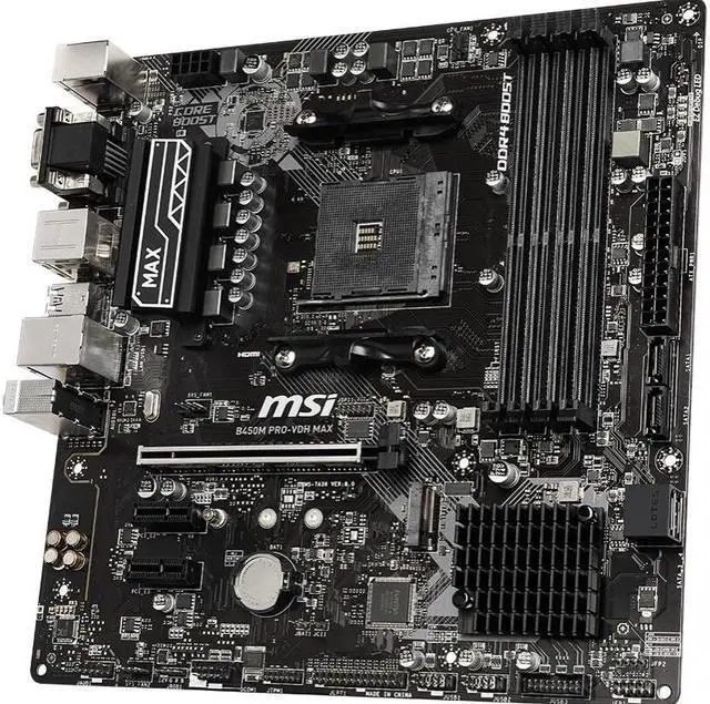 Alt view image 9 of 11 - MSI  B450M PRO-VDH MAX AM4 AMD B450 M2 [NVME ] USB3.0 USB3.1 PCI-E 3.0  HDMI SATA 6Gb/s Micro ATX AMD Motherboard R3 R5 R7