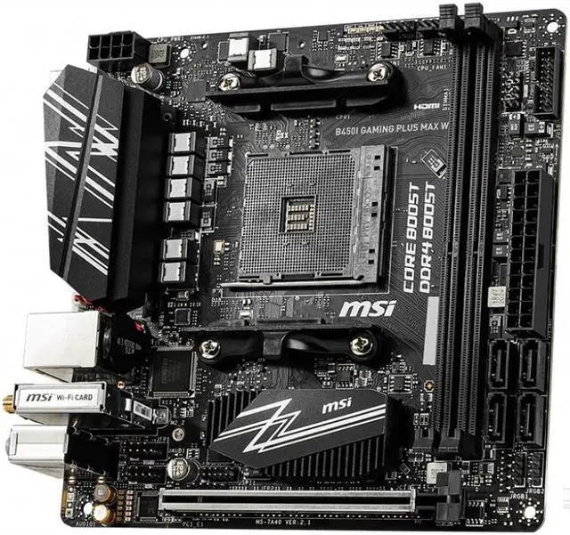 Alt view image 2 of 4 - MSI B450I GAMING PLUS MAX WIFI AMD B450 Socket AM4 DDR4 64GB Mini-ITX Motherboard
