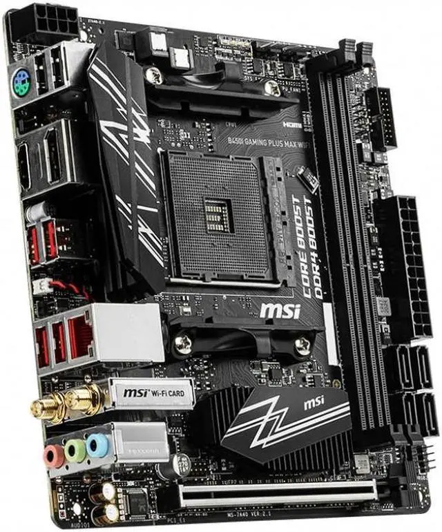 Alt view image 3 of 4 - MSI B450I GAMING PLUS MAX WIFI AMD B450 Socket AM4 DDR4 64GB Mini-ITX Motherboard