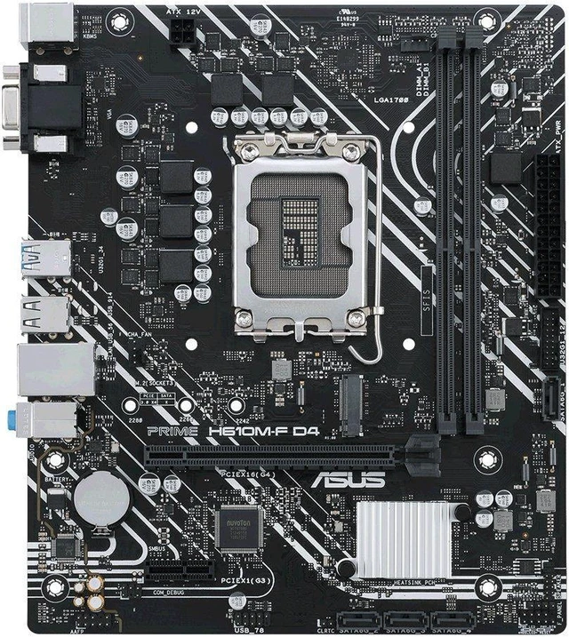 Main image of ASUS PRIME H610M-F D4 LGA 1700 Intel H610 DDR4 64GB Micro ATX Motherboard