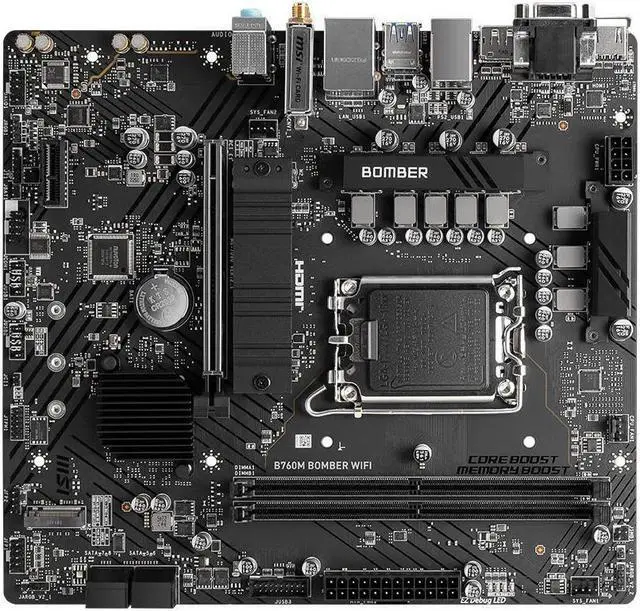 Main image of MSI B760M BOMBER WIFI Intel B760 LGA 1700 DDR5 128GB Micro ATX Motherboard