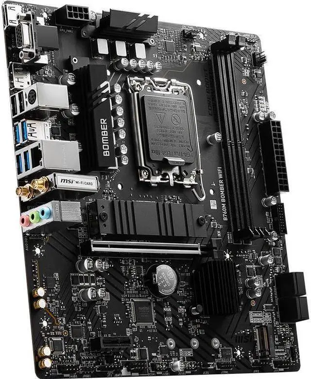 Alt view image 3 of 4 - MSI B760M BOMBER WIFI Intel B760 LGA 1700 DDR5 128GB Micro ATX Motherboard