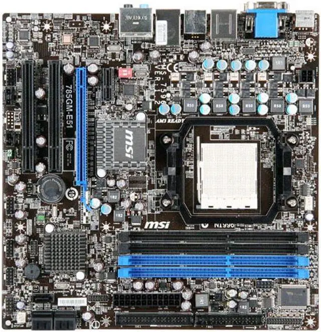 Alt view image 2 of 3 - MSI 785GM-E51 AMD 785G Socket AM3 DDR3 16GB Micro ATX Motherboard